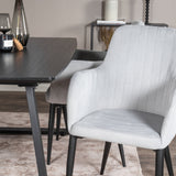 Rozšiřitelný Inca - černý vrch / černé nohy + komfortní jídelní židle - černé nohy / světle šedý manšestr _4