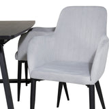 Rozšiřitelný Inca - černý vrch / černé nohy + komfortní jídelní židle - černé nohy / světle šedý manšestr _4