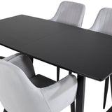 Rozšiřitelný Inca - černý vrch / černé nohy + komfortní jídelní židle - černé nohy / světle šedý manšestr _4