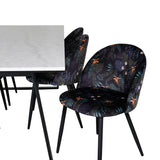 Estelle Jídelní stůl 200*90*H76 - Bílá / Černá + Sametová jídelní židle - Black Flower fabric_6