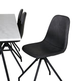 Estelle Jídelní stůl 200*90*H76 - Bílá / Černá + Polar Jídelní židle s funkcí Spin - černá Nohy - Černá PU - Black Stitches_6