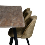 Jídelní stůl Malang - 250*100*H76 - Tmavý týk / Black+Velvet Jídelní křeslo - Černé nohy - Dusty Green Velvet_6