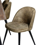 Jídelní stůl Malang - 250*100*H76 - Tmavý týk / Black+Velvet Jídelní křeslo - Černé nohy - Dusty Green Velvet_6
