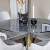 Kulatý jídelní stůl Estelle ø106 H75 - Černá / Mosaz+Plaza Jídelní židle - Černé nohy - Světle šedá Fabric_4
