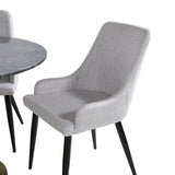 Kulatý jídelní stůl Estelle ø106 H75 - Černá / Mosaz+Plaza Jídelní židle - Černé nohy - Světle šedá Fabric_4