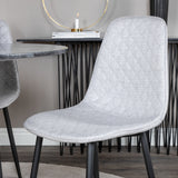 Kulatý jídelní stůl Estelle ø106 H75 - Černá / Mosaz+Polar Diamond Jídelní židle - Černé nohy - Šedá látka_4