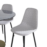 Kulatý jídelní stůl Estelle ø106 H75 - Černá / Mosaz+Polar Diamond Jídelní židle - Černé nohy - Šedá látka_4