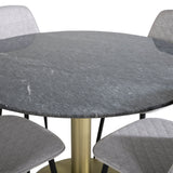 Kulatý jídelní stůl Estelle ø106 H75 - Černá / Mosaz+Polar Diamond Jídelní židle - Černé nohy - Šedá látka_4