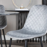 Kulatý jídelní stůl Estelle ø106 H75 - Černá / Mosaz+Polar Diamond Jídelní židle - Černé nohy - Šedá Velvet_4