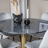 Kulatý jídelní stůl Estelle ø106 H75 - Černá / Mosaz+Polar Diamond Jídelní židle - Černé nohy - Šedá Velvet_4
