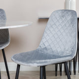 Kulatý jídelní stůl Estelle ø106 H75 - Bílá / Černá + Polar Diamond Jídelní židle - Černé nohy - Šedá Velvet_4