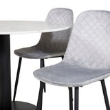 Kulatý jídelní stůl Estelle ø106 H75 - Bílá / Černá + Polar Diamond Jídelní židle - Černé nohy - Šedá Velvet_4