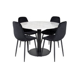 Kulatý jídelní stůl Estelle ø106 H75 - Bílá / Černá + Polar Diamond Jídelní židle - Černé nohy - Black Velvet_4