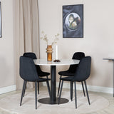 Kulatý jídelní stůl Estelle ø106 H75 - Bílá / Černá + Polar Diamond Jídelní židle - Černé nohy - Black Velvet_4