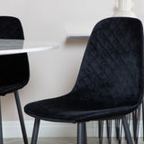Kulatý jídelní stůl Estelle ø106 H75 - Bílá / Černá + Polar Diamond Jídelní židle - Černé nohy - Black Velvet_4