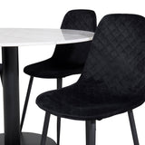 Kulatý jídelní stůl Estelle ø106 H75 - Bílá / Černá + Polar Diamond Jídelní židle - Černé nohy - Black Velvet_4