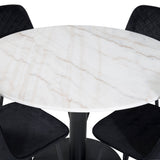 Kulatý jídelní stůl Estelle ø106 H75 - Bílá / Černá + Polar Diamond Jídelní židle - Černé nohy - Black Velvet_4