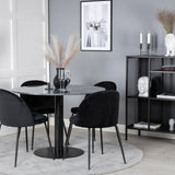 Kulatý jídelní stůl Estelle ø106 H75 - Černá / Černá+Wrinkles Jídelní židle - Černé nohy - Black Velvet_4