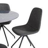 Kulatý jídelní stůl Estelle ø106 H75 - Černá / Černá+Polar Jídelní židle s funkcí Spin - černá Nohy - Černá PU - Black Stitches_4