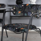 Kulatý jídelní stůl Estelle ø106 H75 - Černá / Křeslo Black+Arrow - Černé nohy - Černá Květina s potiskem Fabric_4