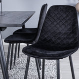 Elegantní rozšiřitelná černá kartáčovaná – 195*95+jídelní židle Polar Diamond – černé nohy – Black Velvet_6