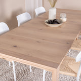 Posuvný rozkládací stůl - White Wash - 170+40+40cm +Jídelní židle Polly - Bílá / Přírodní _6