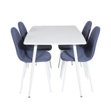 Jídelní stůl Polar 120 cm - Bílá Bílá+Jídelní židle Polar - Bílé Nohy - Modrá