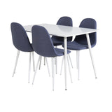 Jídelní stůl Polar 120 cm - Bílá Bílá+Jídelní židle Polar - Bílé Nohy - Modrá