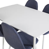 Jídelní stůl Polar 120 cm - Bílá Bílá+Jídelní židle Polar - Bílé Nohy - Modrá