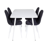 Jídelní stůl Polar 120 cm - Bílá Bílá+Jídelní židle Polar - Bílé Nohy - Černá