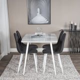Jídelní stůl Polar 120 cm - Bílá Bílá+Jídelní židle Polar - Bílé Nohy - Černá