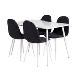 Jídelní stůl Polar 120 cm - Bílá Bílá+Jídelní židle Polar - Bílé Nohy - Černá