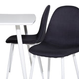 Jídelní stůl Polar 120 cm - Bílá Bílá+Jídelní židle Polar - Bílé Nohy - Černá