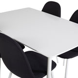 Jídelní stůl Polar 120 cm - Bílá Bílá+Jídelní židle Polar - Bílé Nohy - Černá