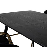 Zlatý prodlužovací stůl - 180/220*85*H76 Černá dýha - Černé nohy - Mosazné detaily - Šípové křeslo - Mosazné nohy - Black Velvet 6