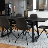 Inca Extentiontable - Černá deska / černé nohy + jídelní židle Polar s funkcí Spin