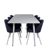 Jídelní stůl Polar 180 cm - bílá deska / bílé nohy + sametová jídelní židle - bílá