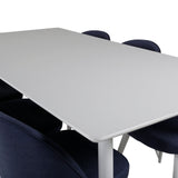 Jídelní stůl Polar 180 cm - bílá deska / bílé nohy + sametová jídelní židle - bílá