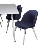 Jídelní stůl Polar 180 cm - bílá deska / bílé nohy + sametová jídelní židle - bílá