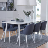 Jídelní stůl Polar 180 cm - bílá deska / bílé nohy + sametová jídelní židle - bílá