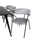 Jídelní stůl Dipp - 180*90cm - Černá dýha / celé černé nohy - Křeslo Arrow - Černé nohy - Grey Velvet 6