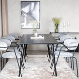 Jídelní stůl Dipp - 180*90cm - Černá dýha / celé černé nohy - Křeslo Arrow - Černé nohy - Grey Velvet 6