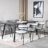 Jídelní stůl Dipp - 180*90cm - Černá dýha / celé černé nohy - Křeslo Arrow - Černé nohy - Grey Velvet 6