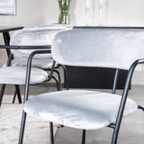 Jídelní stůl Dipp - 180*90cm - Černá dýha / celé černé nohy - Křeslo Arrow - Černé nohy - Grey Velvet 6