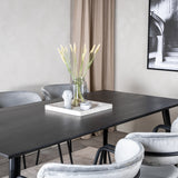 Jídelní stůl Dipp - 180*90cm - Černá dýha / celé černé nohy - Křeslo Arrow - Černé nohy - Grey Velvet 6