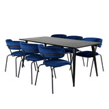 Jídelní stůl Dipp - 180*90cm - Černá dýha / celé černé nohy - Křeslo Arrow - Černé nohy - Blue Velvet 6