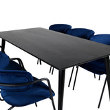 Jídelní stůl Dipp - 180*90cm - Černá dýha / celé černé nohy - Křeslo Arrow - Černé nohy - Blue Velvet 6
