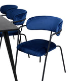 Jídelní stůl Dipp - 180*90cm - Černá dýha / celé černé nohy - Křeslo Arrow - Černé nohy - Blue Velvet 6