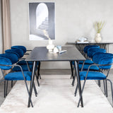 Jídelní stůl Dipp - 180*90cm - Černá dýha / celé černé nohy - Křeslo Arrow - Černé nohy - Blue Velvet 6