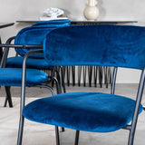 Jídelní stůl Dipp - 180*90cm - Černá dýha / celé černé nohy - Křeslo Arrow - Černé nohy - Blue Velvet 6